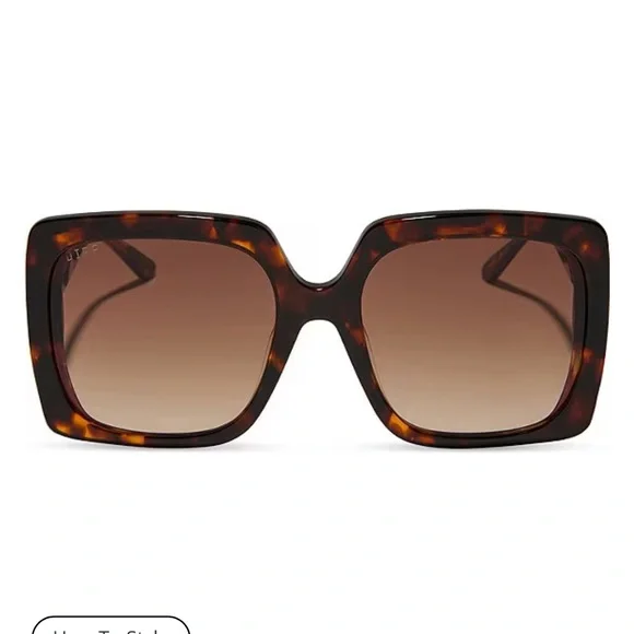 DIFF 🤎🤎 Eyewear Emily in Paris Sylvie Tortoise Square Sunglasses NIB - Picture 4 of 15